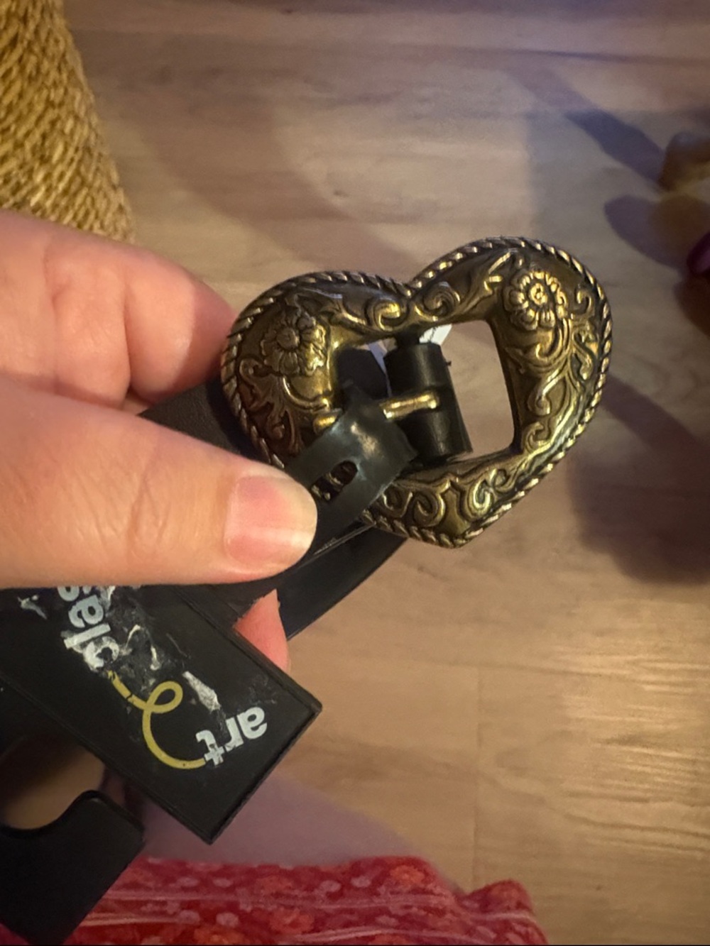 art class Black Kids Belt with Decorative Gold Heart Buckle